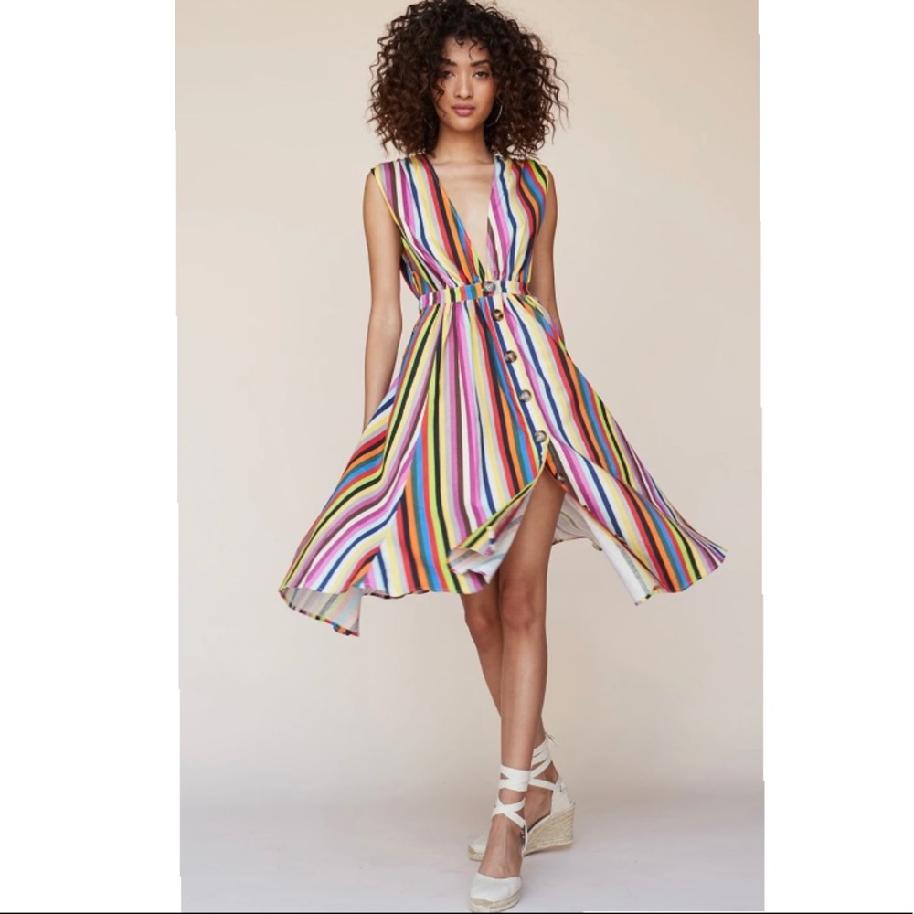 LPA SHIRRED BUTTON UP DRESS